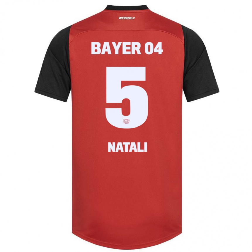 Kids Football Andrea Natali #5 Red Black Home Jersey 2024/25 T-Shirt