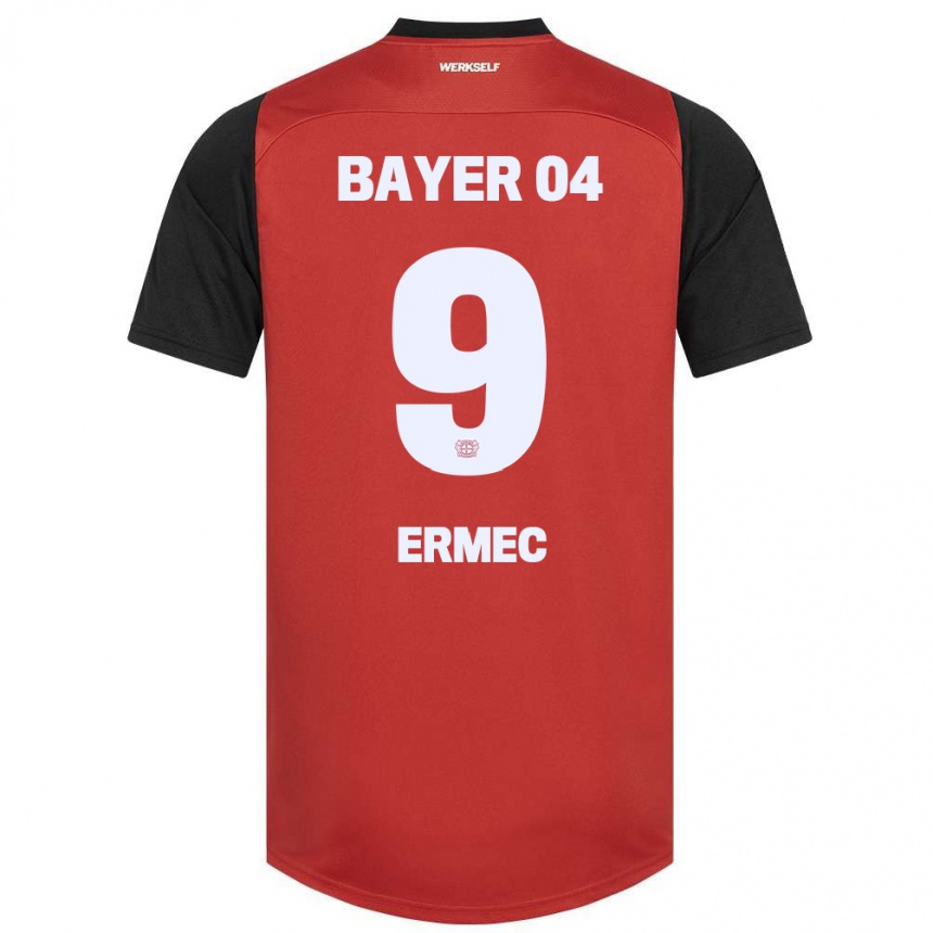 Kids Football Berkan Ermec #9 Red Black Home Jersey 2024/25 T-Shirt