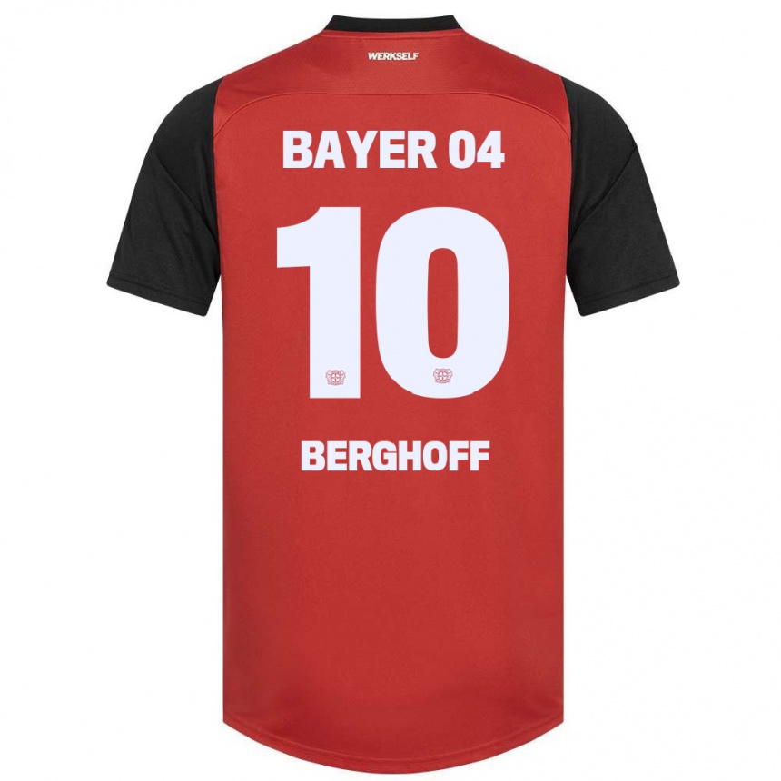 Kids Football Jonah Berghoff #10 Red Black Home Jersey 2024/25 T-Shirt