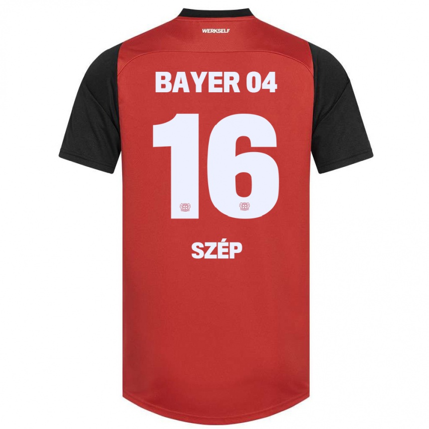 Kids Football Márton Szép #16 Red Black Home Jersey 2024/25 T-Shirt