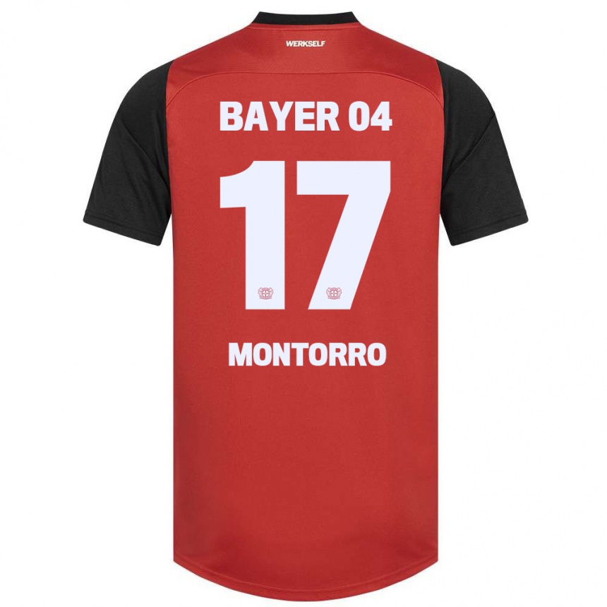 Kids Football Josuè Montorro #17 Red Black Home Jersey 2024/25 T-Shirt