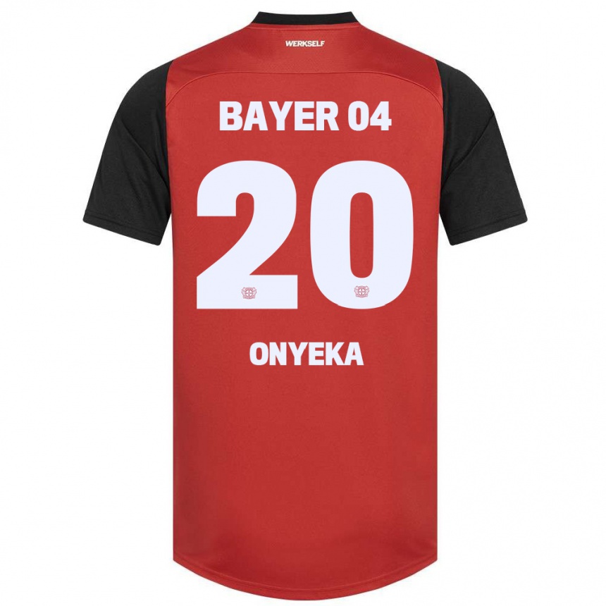 Kids Football Francis Onyeka #20 Red Black Home Jersey 2024/25 T-Shirt