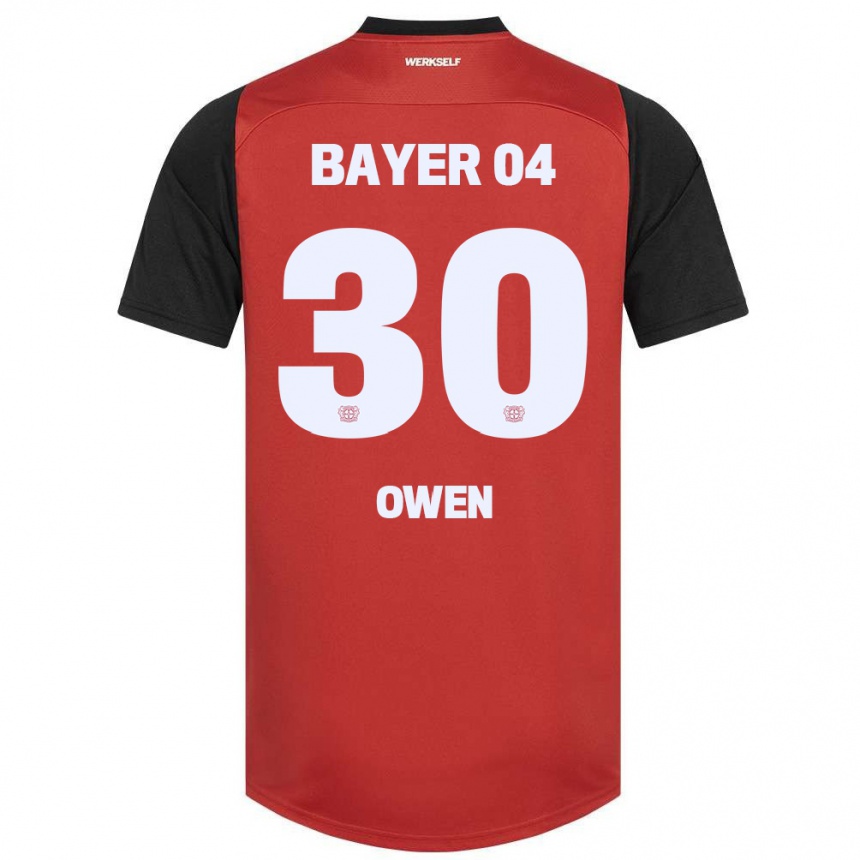 Kids Football Emmanuel Owen #30 Red Black Home Jersey 2024/25 T-Shirt