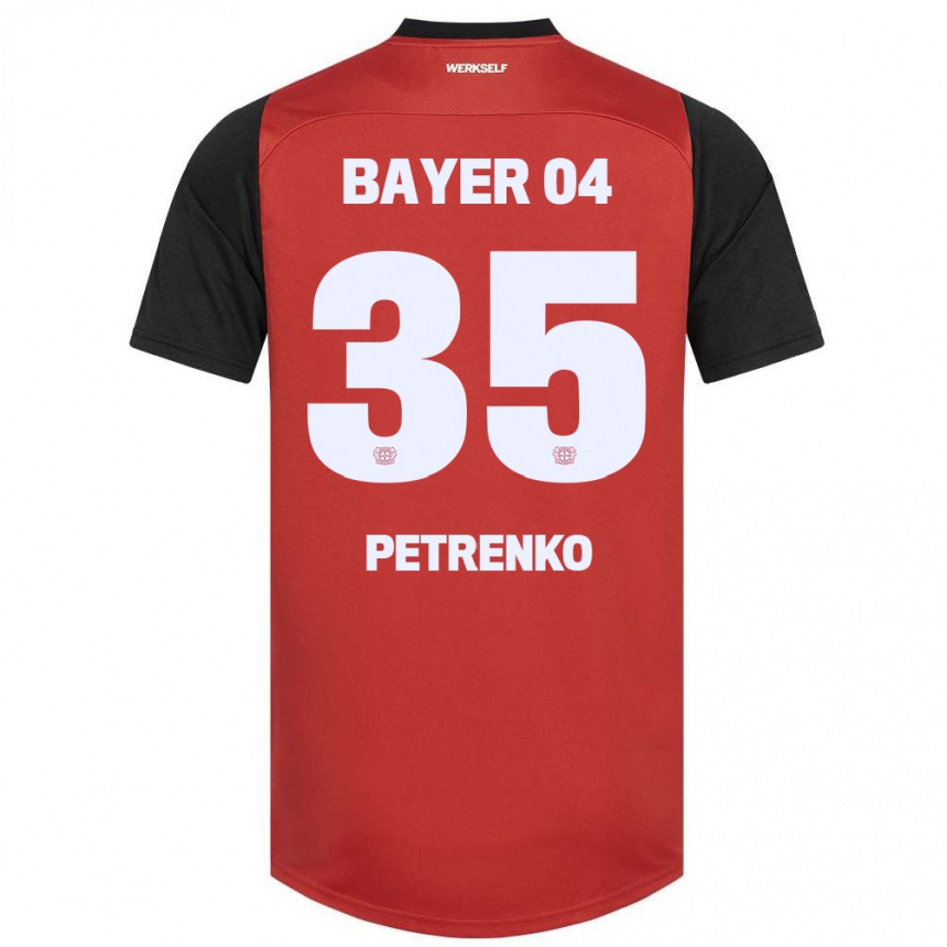 Kids Football Oleksandr Petrenko #35 Red Black Home Jersey 2024/25 T-Shirt