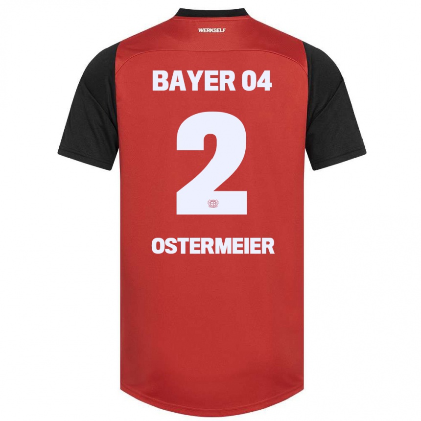 Kids Football Selina Ostermeier #2 Red Black Home Jersey 2024/25 T-Shirt