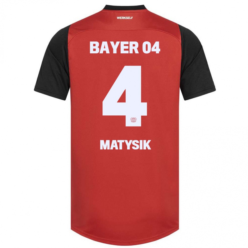 Kids Football Sylwia Matysik #4 Red Black Home Jersey 2024/25 T-Shirt