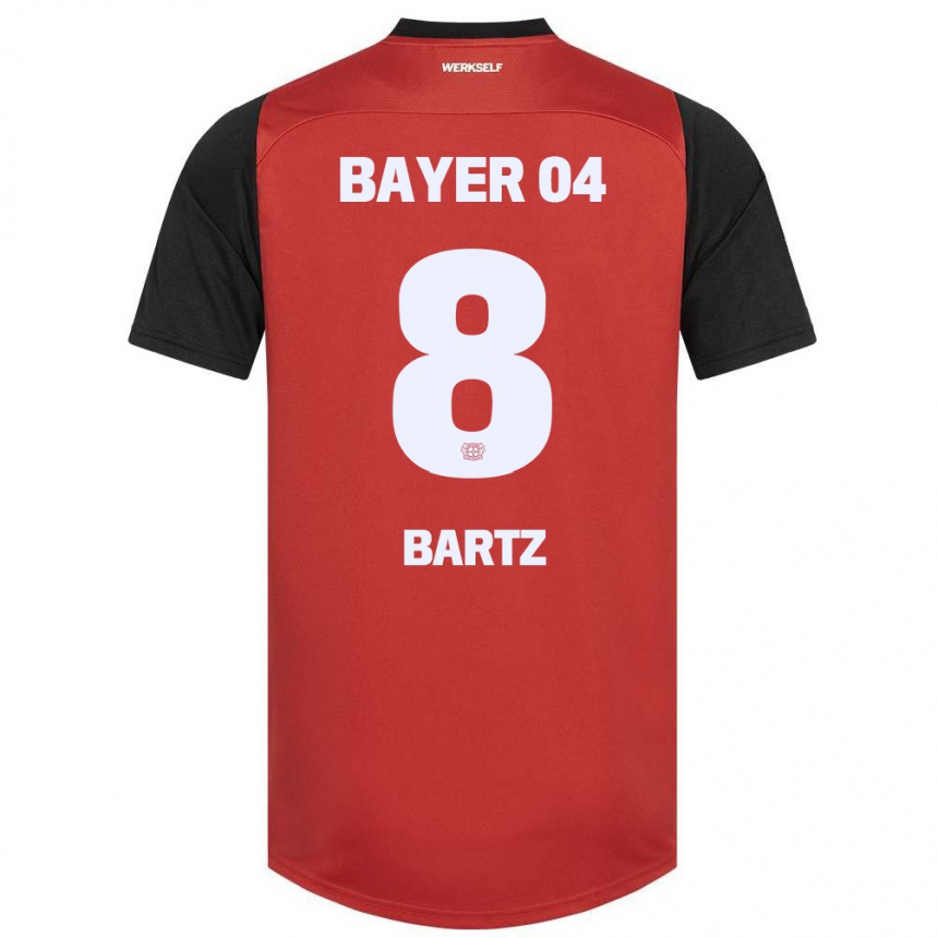 Kids Football Paulina Bartz #8 Red Black Home Jersey 2024/25 T-Shirt