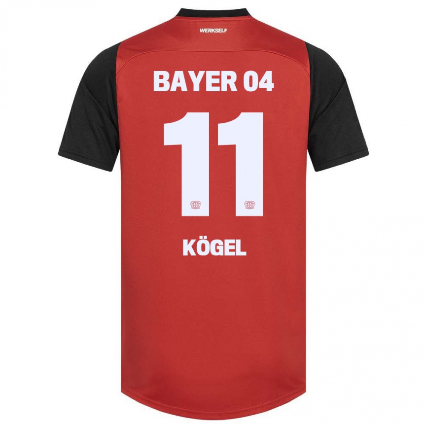 Kids Football Kristin Kögel #11 Red Black Home Jersey 2024/25 T-Shirt