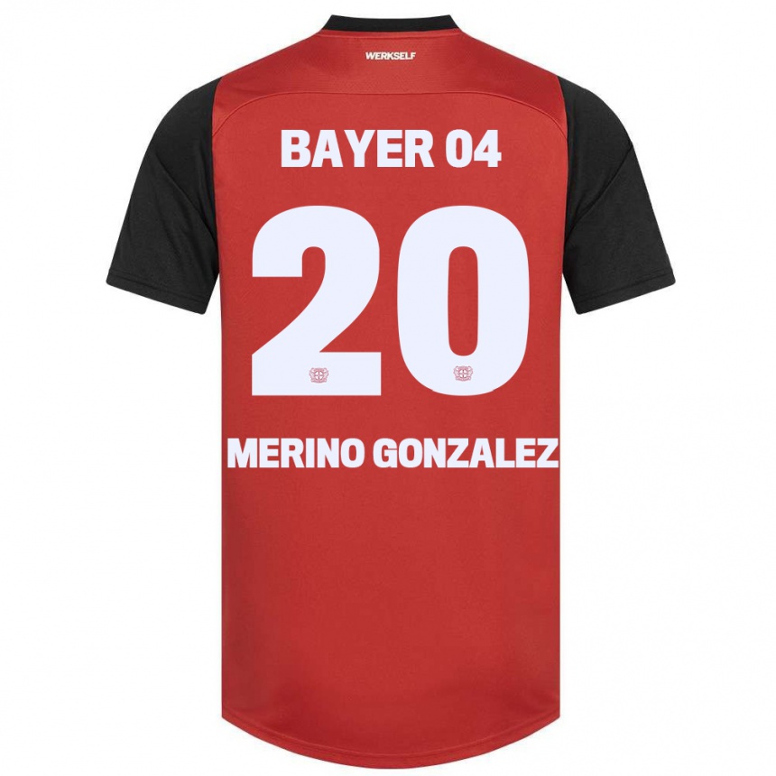 Kids Football Estrella Merino Gonzalez #20 Red Black Home Jersey 2024/25 T-Shirt