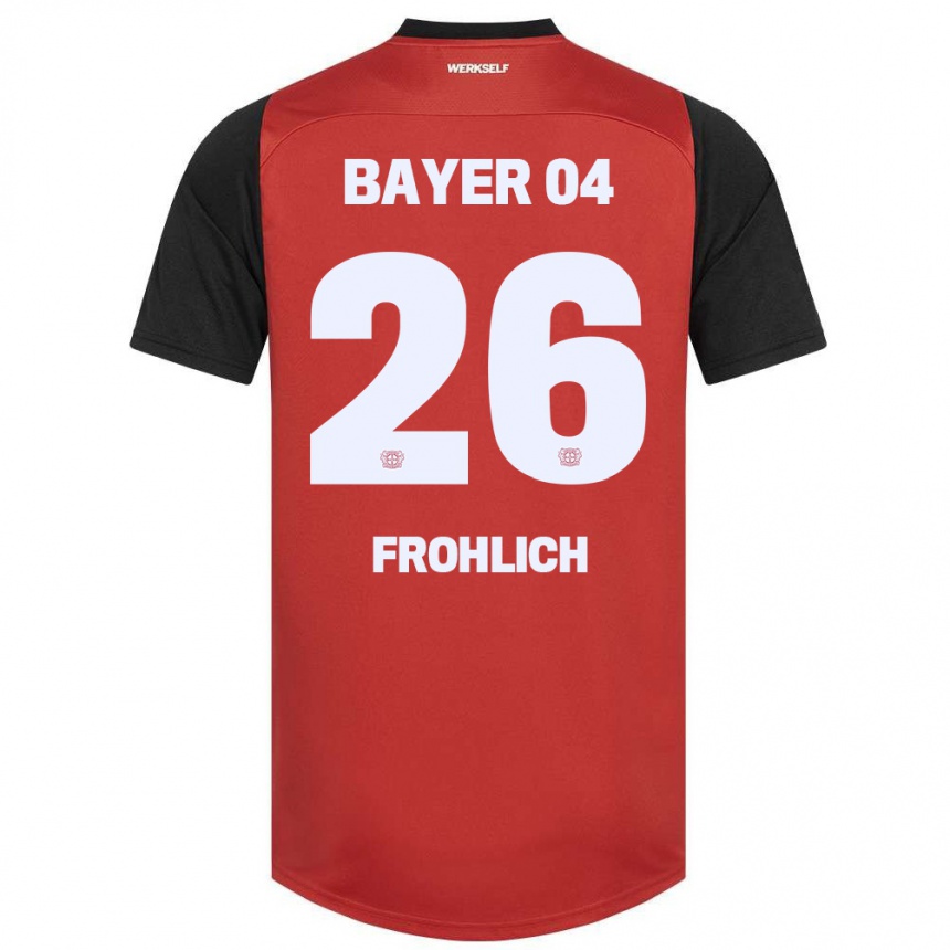 Kids Football Clara Fröhlich #26 Red Black Home Jersey 2024/25 T-Shirt