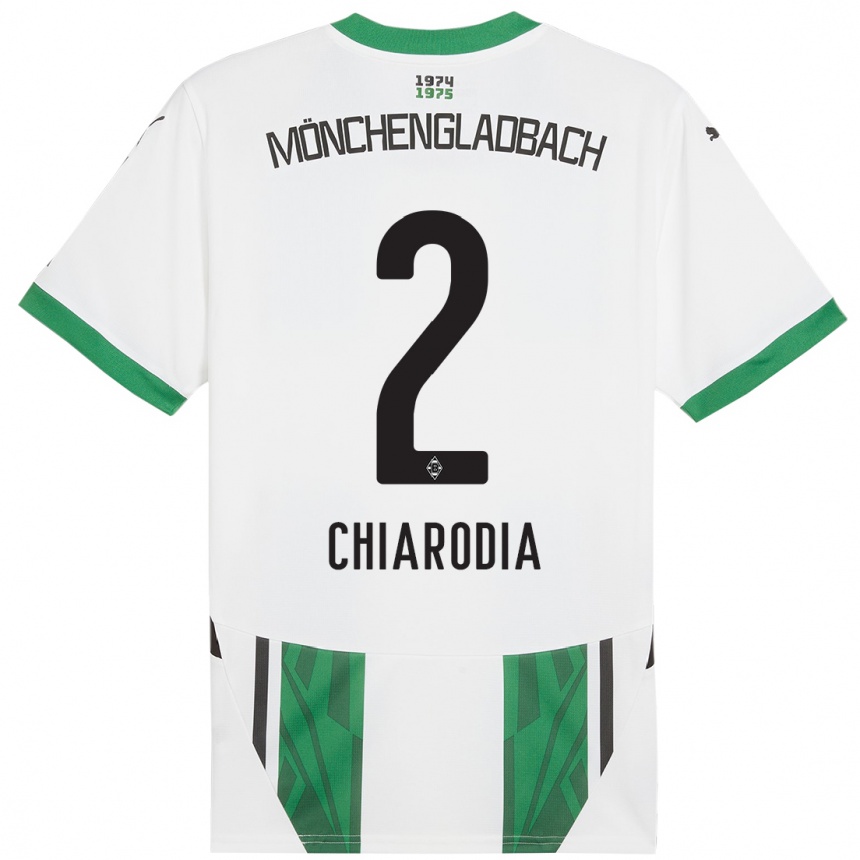 Kids Football Fabio Chiarodia #2 White Green Home Jersey 2024/25 T-Shirt