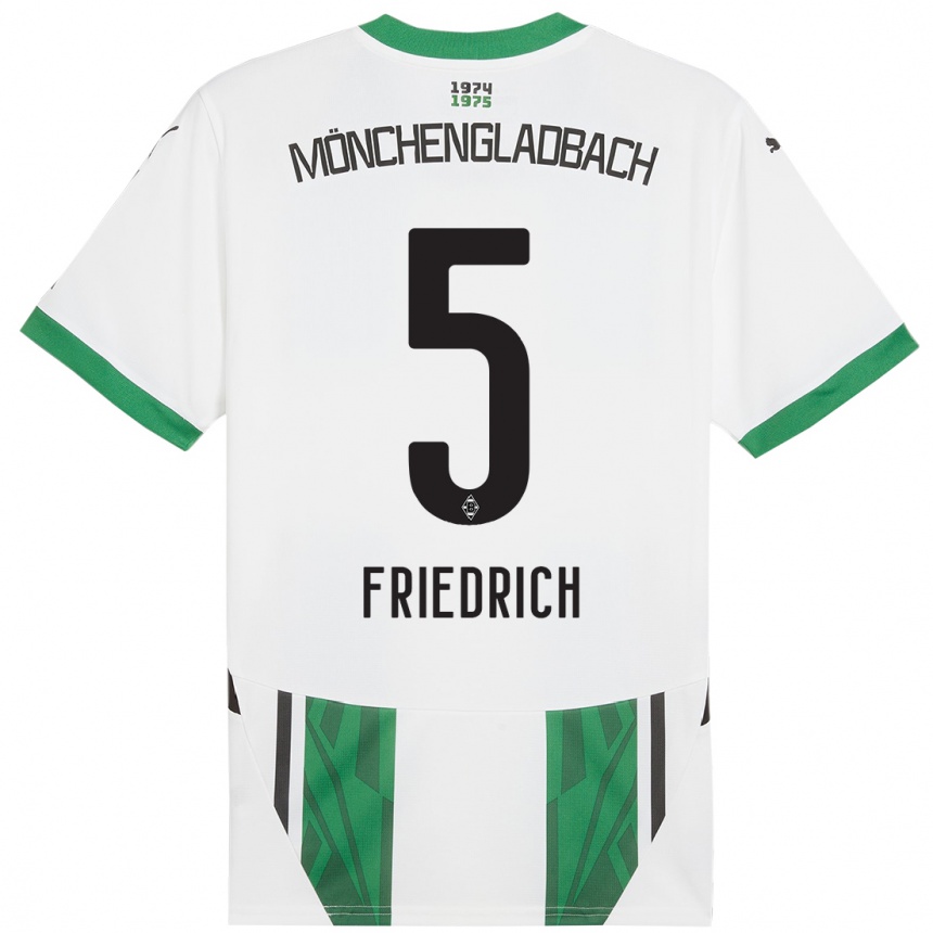 Kids Football Marvin Friedrich #5 White Green Home Jersey 2024/25 T-Shirt