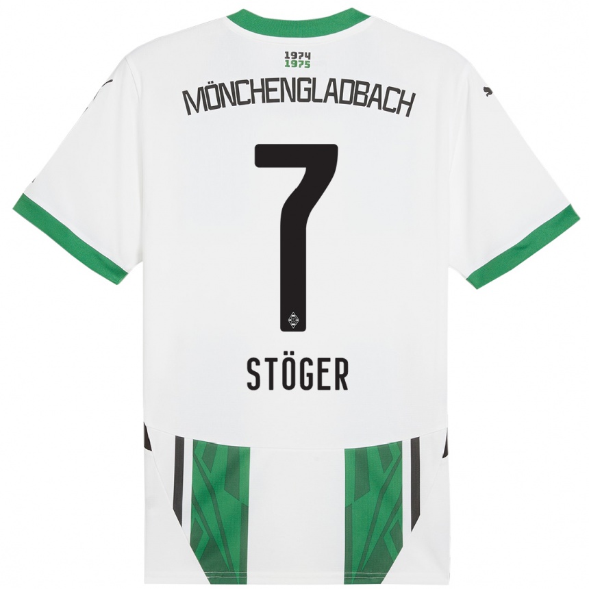 Kids Football Kevin Stöger #7 White Green Home Jersey 2024/25 T-Shirt