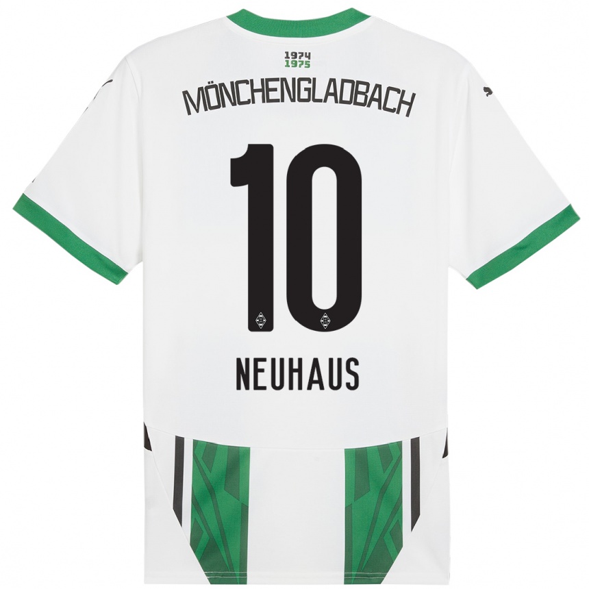 Kids Football Florian Neuhaus #10 White Green Home Jersey 2024/25 T-Shirt