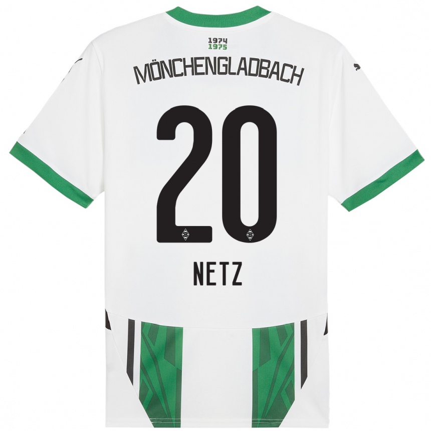 Kids Football Luca Netz #20 White Green Home Jersey 2024/25 T-Shirt