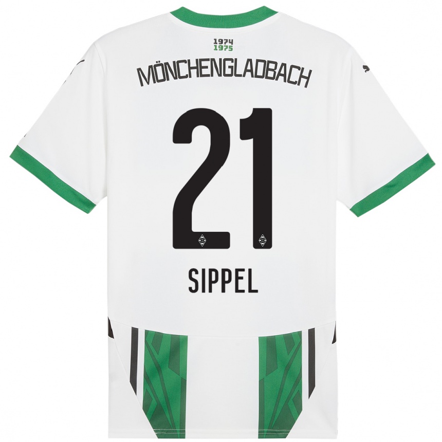 Kids Football Tobias Sippel #21 White Green Home Jersey 2024/25 T-Shirt