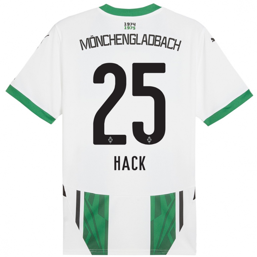 Kids Football Robin Hack #25 White Green Home Jersey 2024/25 T-Shirt