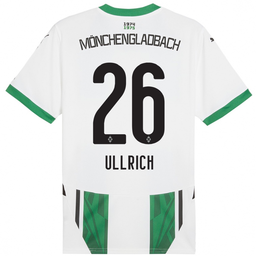 Kids Football Lukas Ullrich #26 White Green Home Jersey 2024/25 T-Shirt