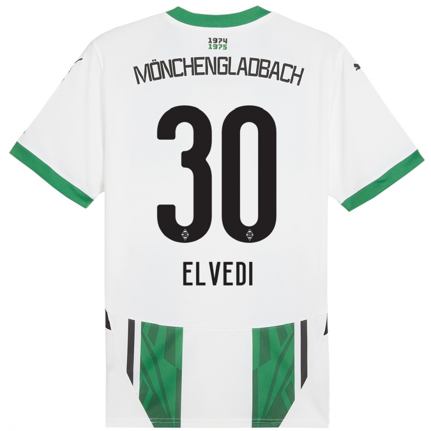 Kids Football Nico Elvedi #30 White Green Home Jersey 2024/25 T-Shirt