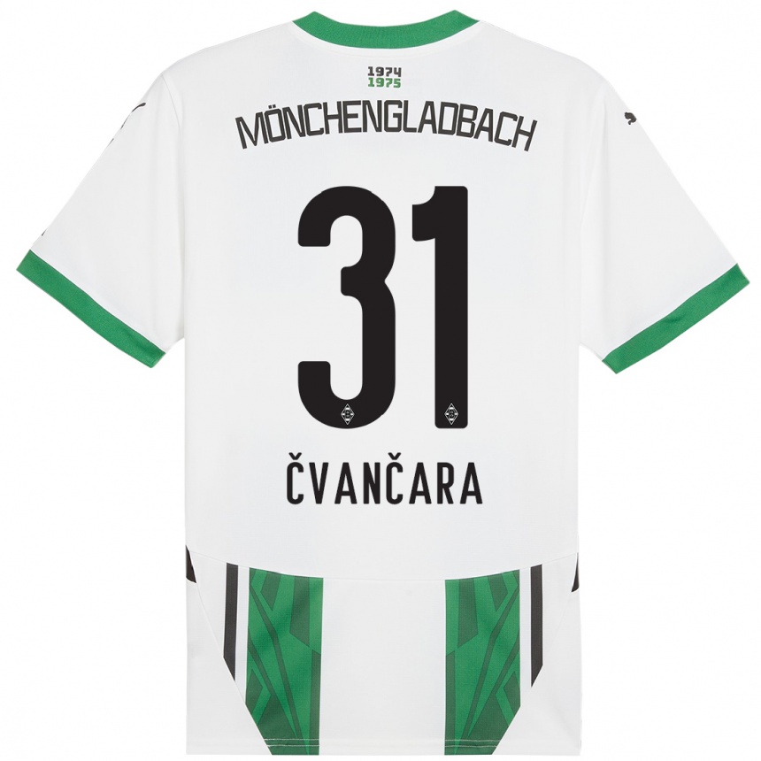 Kids Football Tomas Cvancara #31 White Green Home Jersey 2024/25 T-Shirt