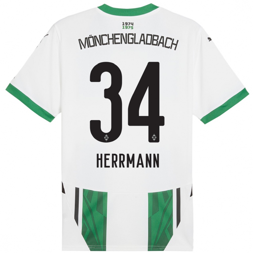 Kids Football Charles Herrmann #34 White Green Home Jersey 2024/25 T-Shirt