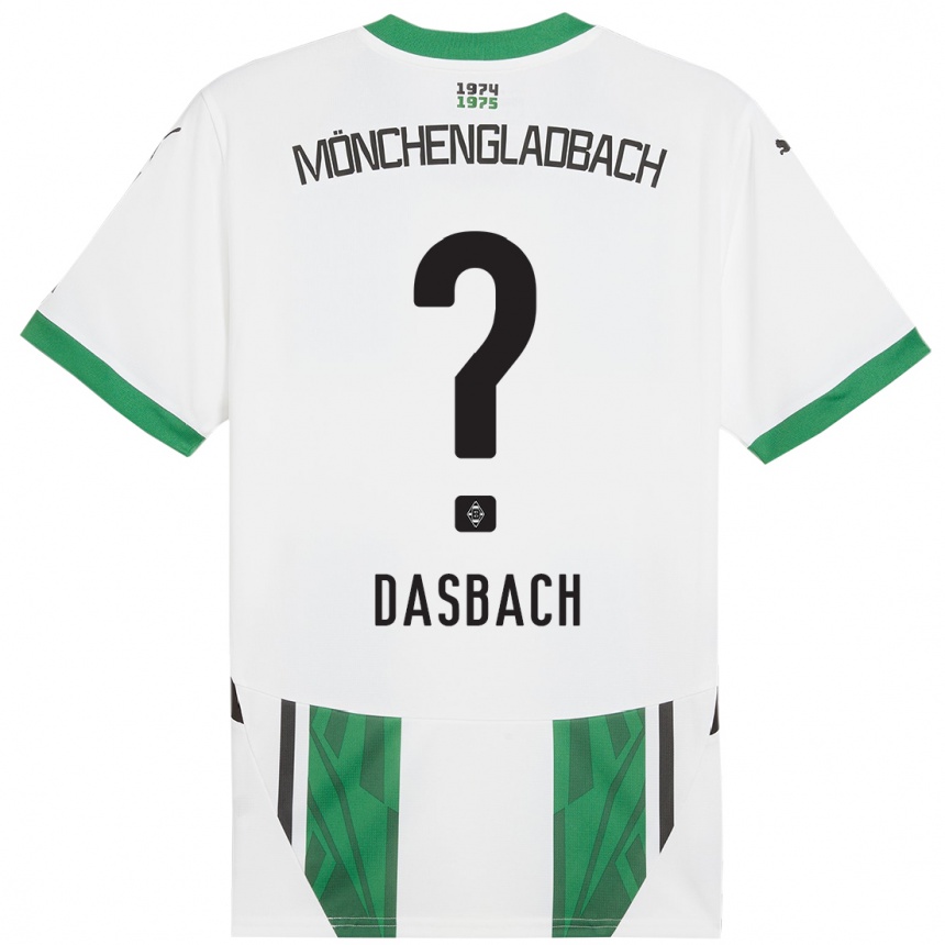 Kids Football Yannik Dasbach #0 White Green Home Jersey 2024/25 T-Shirt