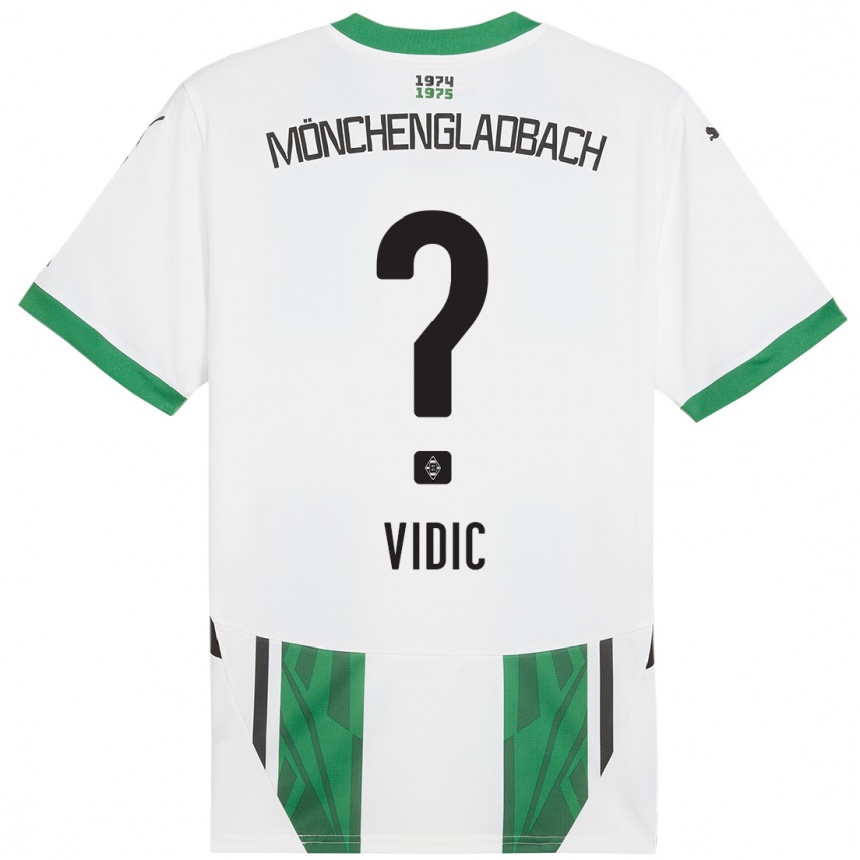 Kids Football Nico Vidic #0 White Green Home Jersey 2024/25 T-Shirt