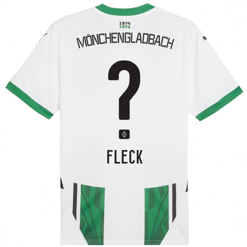 Kids Football Fritz Fleck #0 White Green Home Jersey 2024/25 T-Shirt