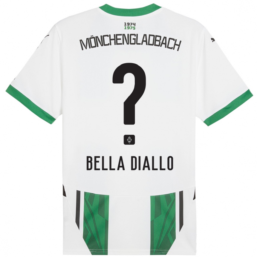 Kids Football Oumar Bella Diallo #0 White Green Home Jersey 2024/25 T-Shirt