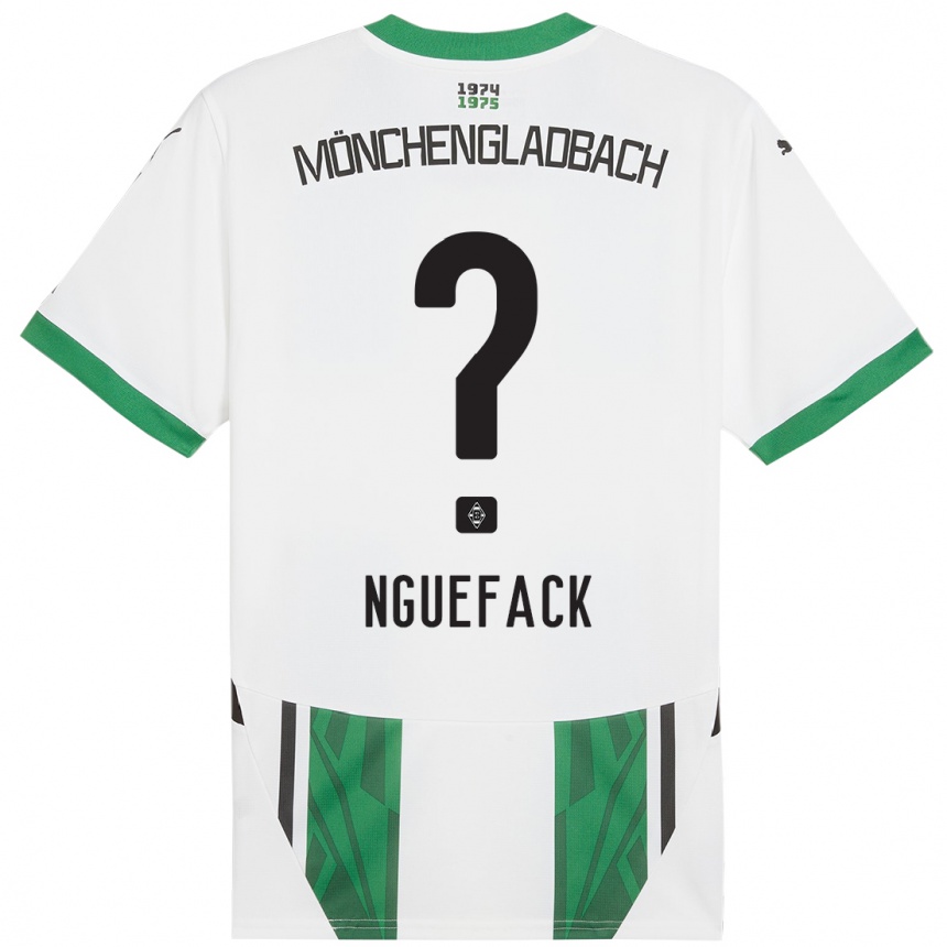 Kids Football Mathieu Nguefack #0 White Green Home Jersey 2024/25 T-Shirt