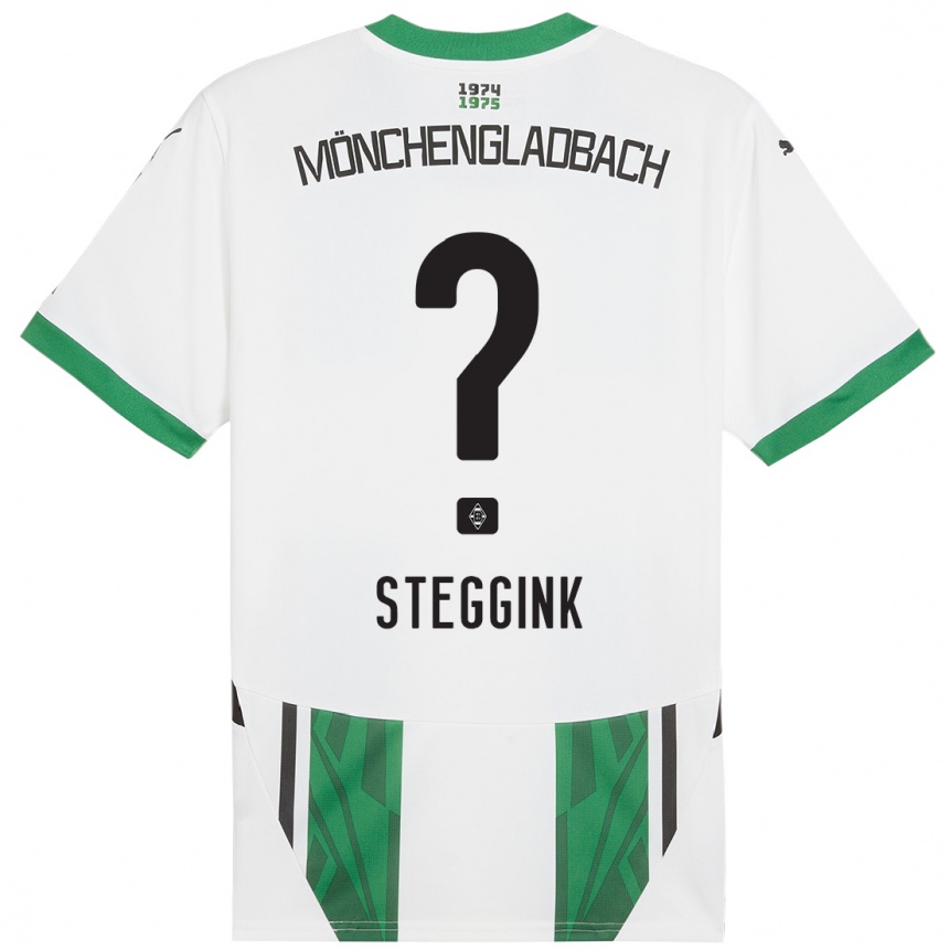 Kids Football Lennart Steggink #0 White Green Home Jersey 2024/25 T-Shirt