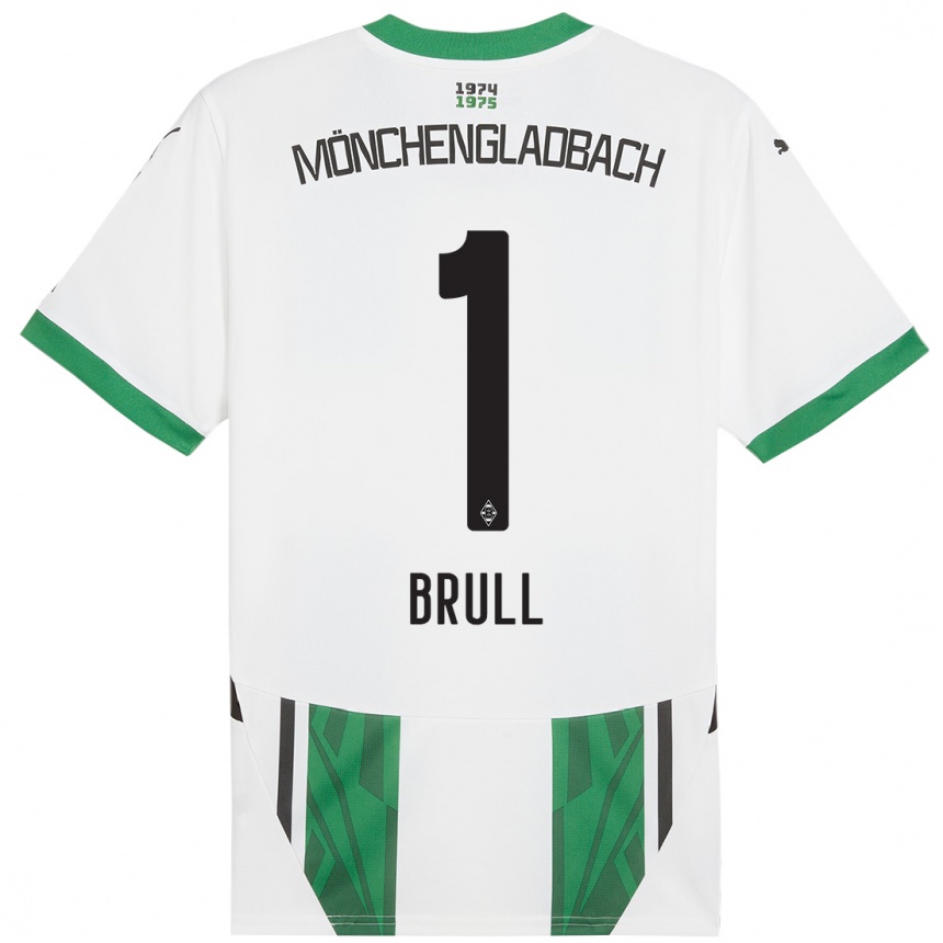 Kids Football Maximilian Brüll #1 White Green Home Jersey 2024/25 T-Shirt