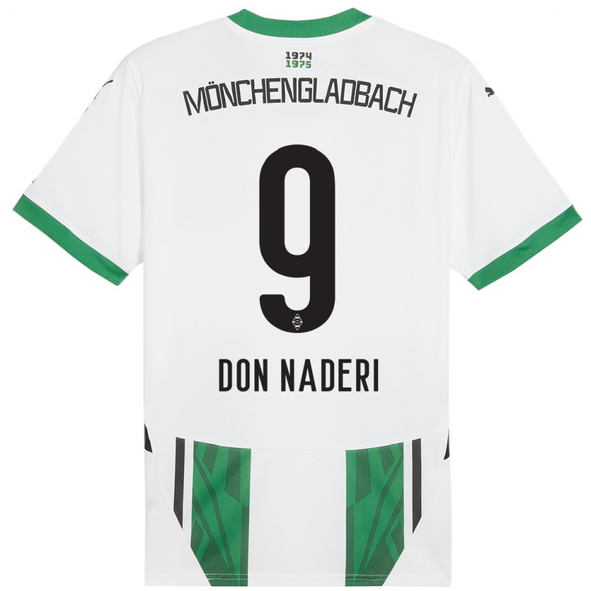 Kids Football Ryan Don Naderi #9 White Green Home Jersey 2024/25 T-Shirt