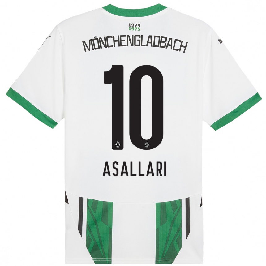 Kids Football Kushtrim Asallari #10 White Green Home Jersey 2024/25 T-Shirt