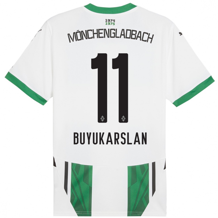 Kids Football Oguzcan Büyükarslan #11 White Green Home Jersey 2024/25 T-Shirt