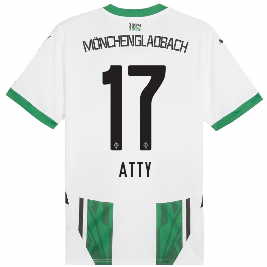 Kids Football Yassir Atty #17 White Green Home Jersey 2024/25 T-Shirt