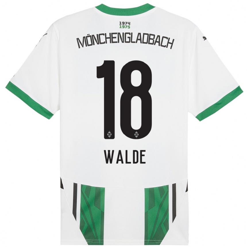 Kids Football Simon Walde #18 White Green Home Jersey 2024/25 T-Shirt