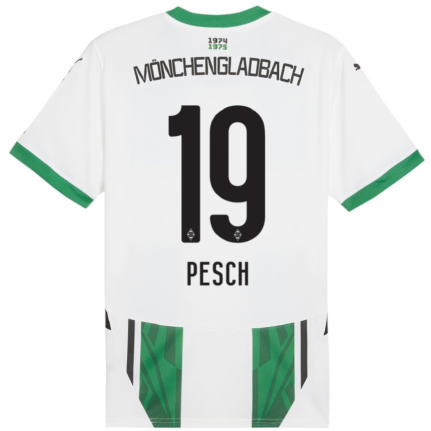 Kids Football Noah Pesch #19 White Green Home Jersey 2024/25 T-Shirt