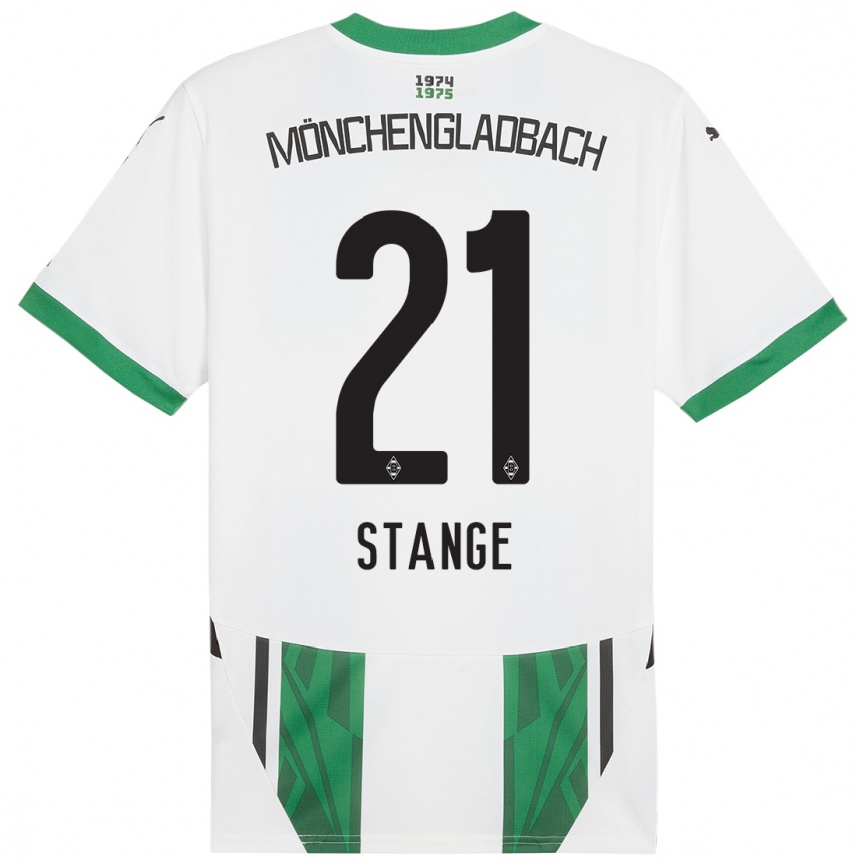 Kids Football Veit Stange #21 White Green Home Jersey 2024/25 T-Shirt