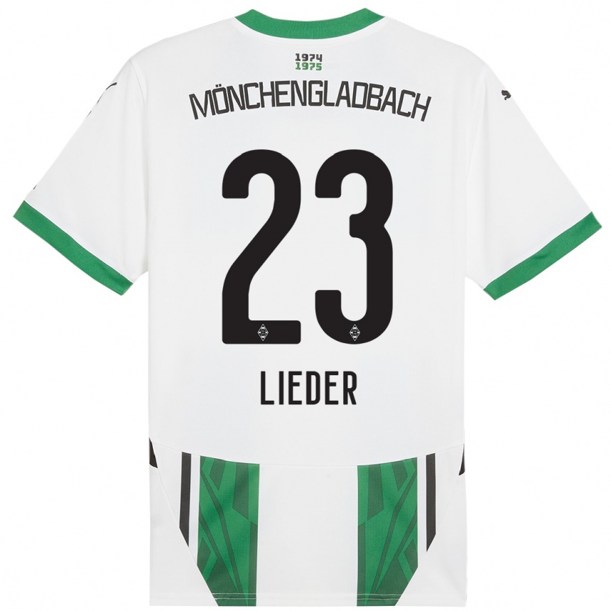 Kids Football Michel Lieder #23 White Green Home Jersey 2024/25 T-Shirt