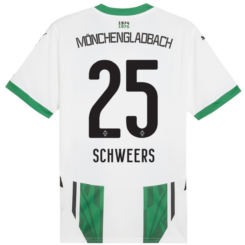 Kids Football Lion Schweers #25 White Green Home Jersey 2024/25 T-Shirt