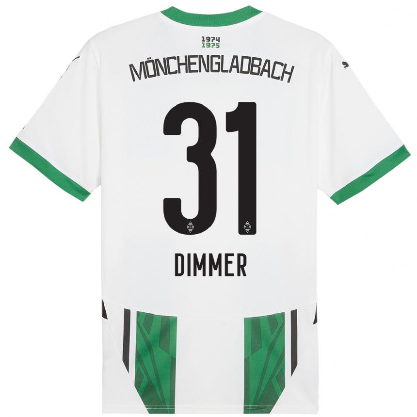 Kids Football Florian Dimmer #31 White Green Home Jersey 2024/25 T-Shirt