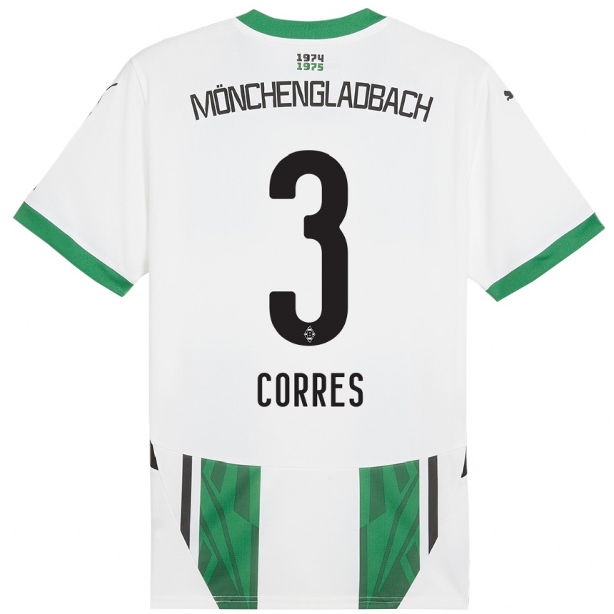 Kids Football Carolin Corres #3 White Green Home Jersey 2024/25 T-Shirt