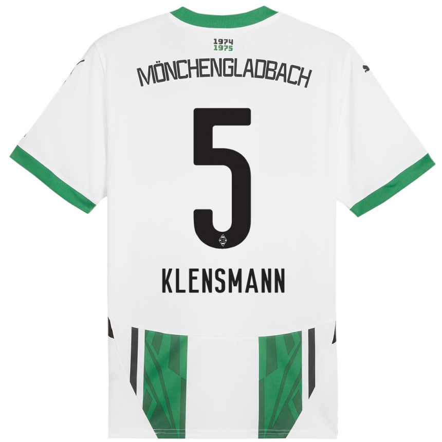 Kids Football Paula Klensmann #5 White Green Home Jersey 2024/25 T-Shirt