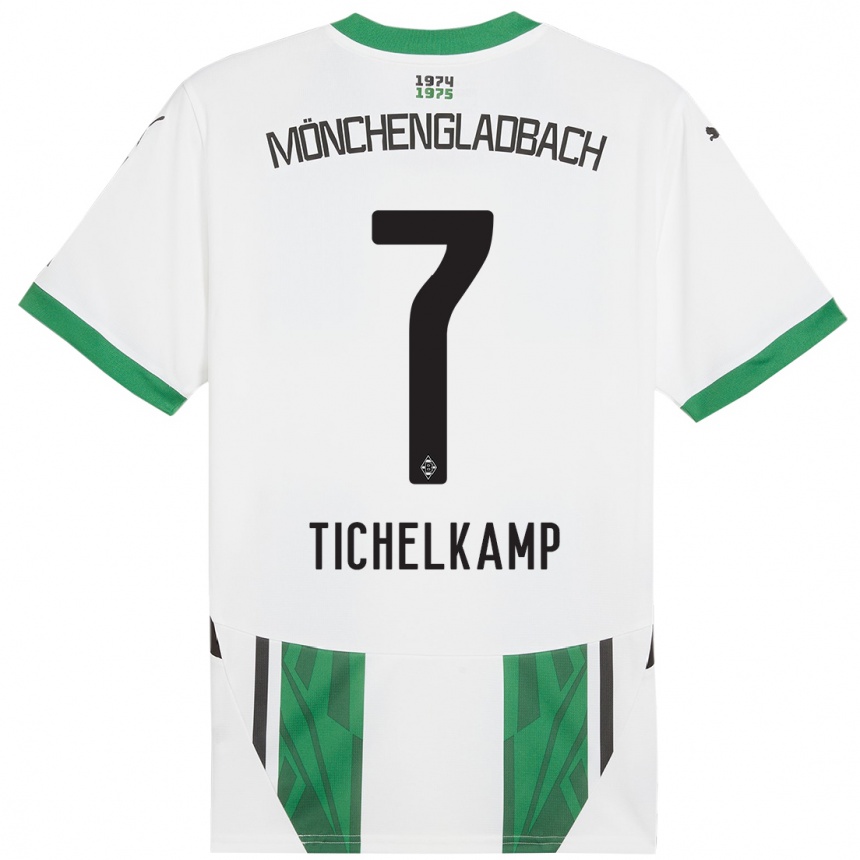 Kids Football Emily Tichelkamp #7 White Green Home Jersey 2024/25 T-Shirt