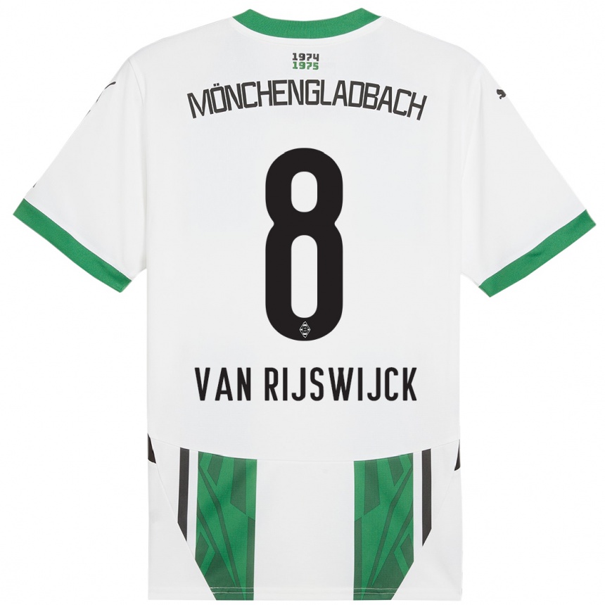 Kids Football Britt Van Rijswijck #8 White Green Home Jersey 2024/25 T-Shirt