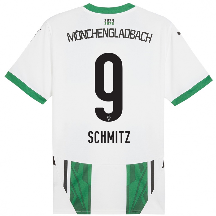 Kids Football Sarah Schmitz #9 White Green Home Jersey 2024/25 T-Shirt