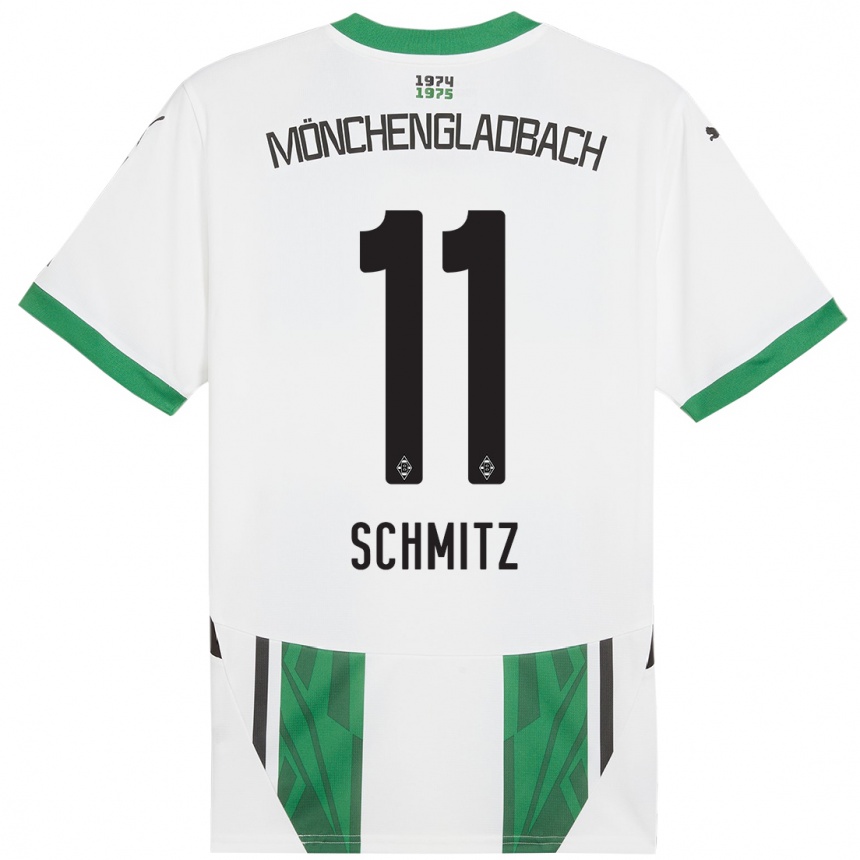 Kids Football Louisa Schmitz #11 White Green Home Jersey 2024/25 T-Shirt