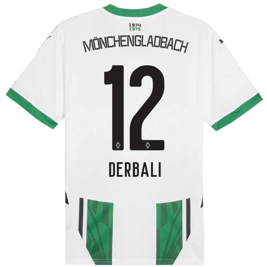 Kids Football Louisa Derbali #12 White Green Home Jersey 2024/25 T-Shirt