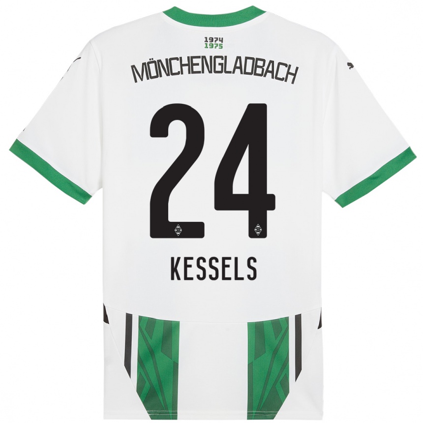 Kids Football Imke Kessels #24 White Green Home Jersey 2024/25 T-Shirt